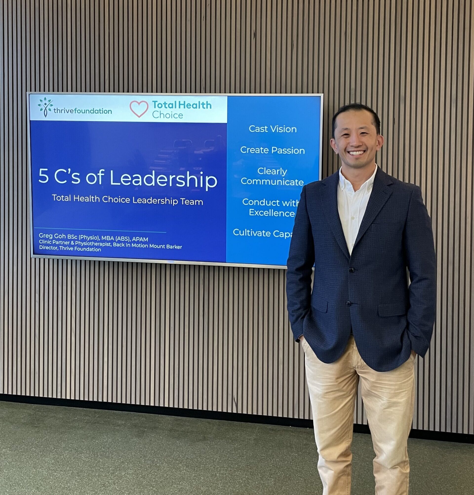 Greg Goh delivering the 5 C's of Leadership workshop to the Total Health Choice leadership team